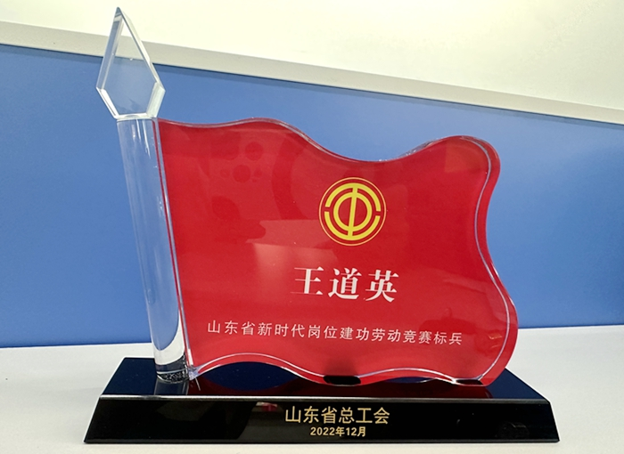 一号娱乐电子员工王道英荣获2022年度山东省新时代岗位建功劳动竞赛标兵称号